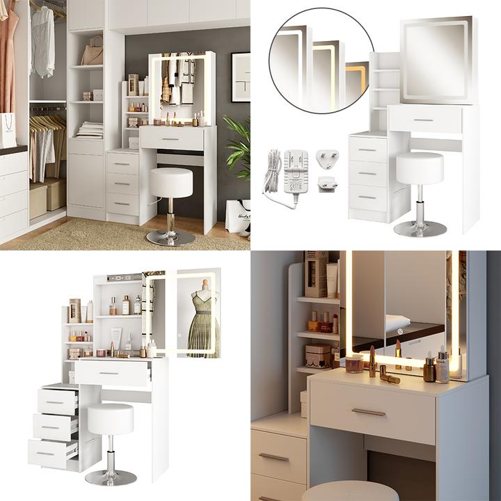 Image du produit Vicco Lisca avec tabouret et éclairage (80 x 36 x 132.5 cm)
