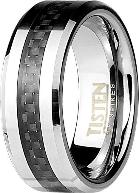 Star Piercing Ring silber mit Carbonstreifen
