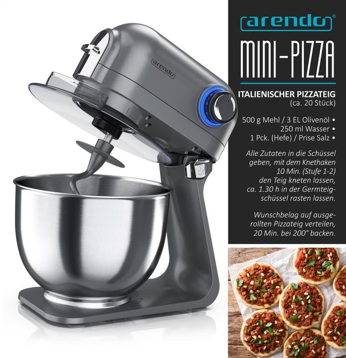 Actual product image Arendo Food processor, mixer with 5 litre stainless steel bowl incl. 3 mixing tools, mixer with 1200 W (1200 W)