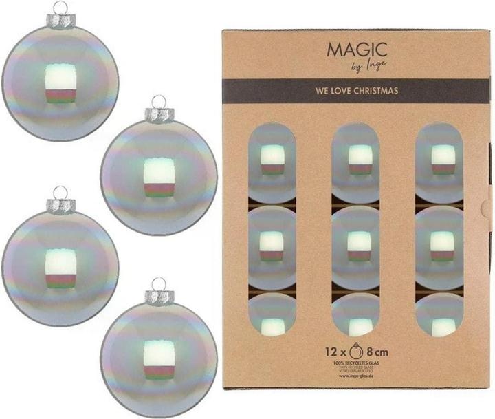 Inge’s Glas Christmas Decor Weihnachtskugel Dazzling 12 Stück, Hellblau (12 -teilig)