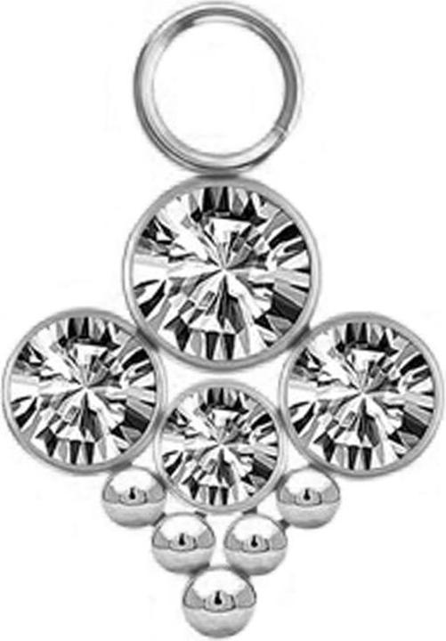 Star Piercing Anhänger silber vier Kristalle silber mit fünf Kugeln (ohne Messing, Chirurgenstahl 316L)