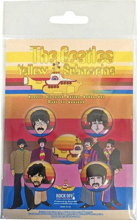 The Beatles Portrait Abzeichen Yellow Submarine 5erPack Metall Kunststoff