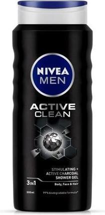 Immagine prodotto NIVEA Men Active Clean Gel doccia per corpo, viso e capelli 500ml (500 ml)