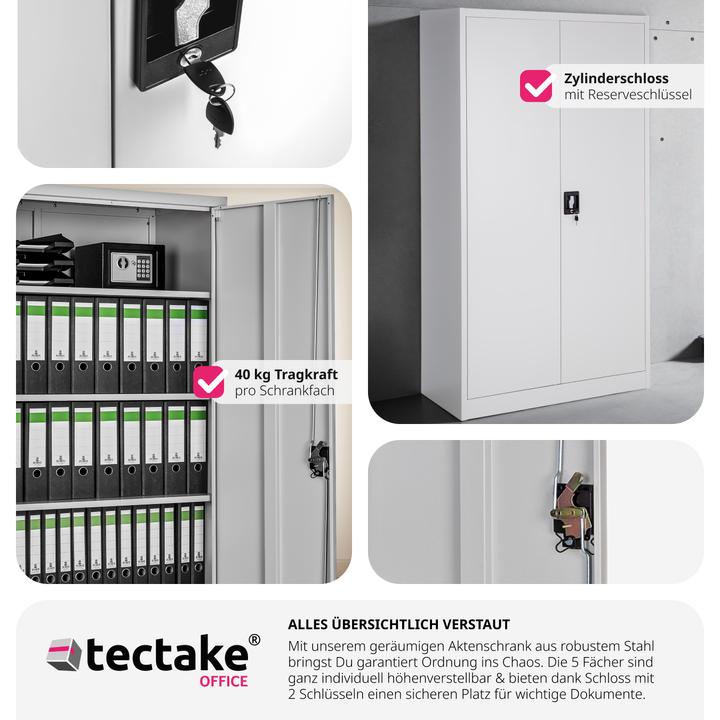 Image du produit tectake Armoire de classement (180 x 80 x 40 cm)