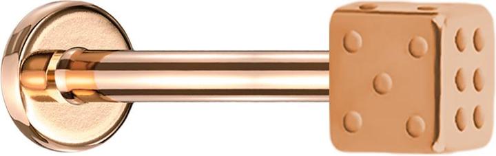 Star Piercing Micro Labret rosegold mit Würfel (Chirurgenstahl 316L, ohne Messing)