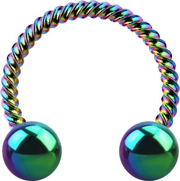 Star Piercing Micro Circular Barbell farbig geflochten mit zwei Kugeln (ohne Messing, Chirurgenstahl 316L)