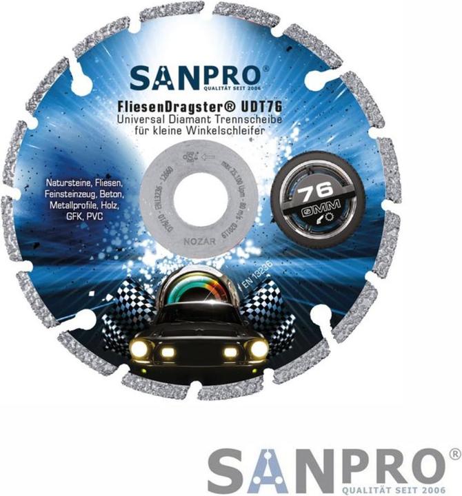 Produktbild Nozar Diamantwerkzeuge FliesenDragster® Universal Diamant Trennscheibe 76 mm für kleine Winkelschleifer