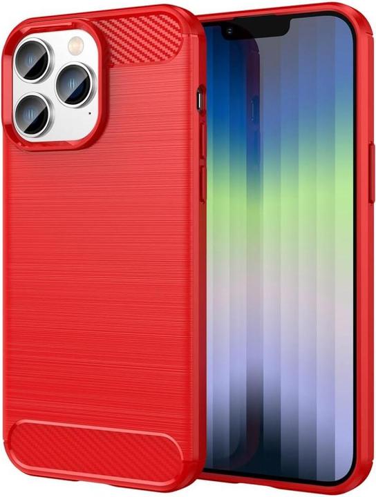 Produktbild Cover-Discount iPhone 14 Pro - Metall Carbon Look Hülle rot (Apple iPhone 14 Pro)