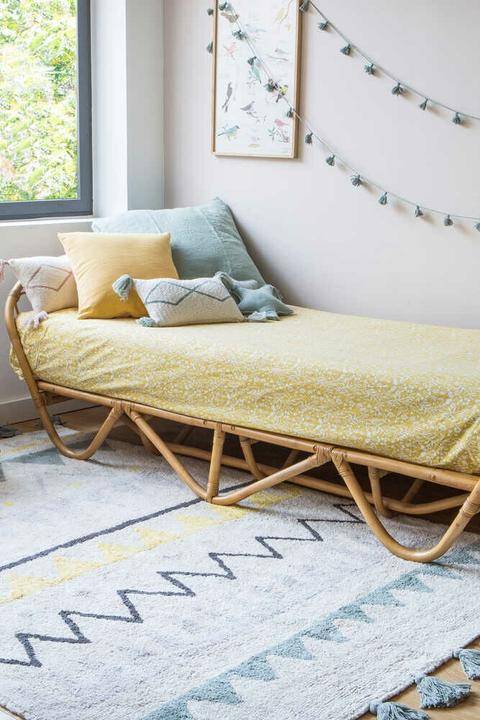 Actual product image Lorena Canals Children's rug, Azteca Natural - Vintage Blue 120 x 160 cm (120 x 160 cm)
