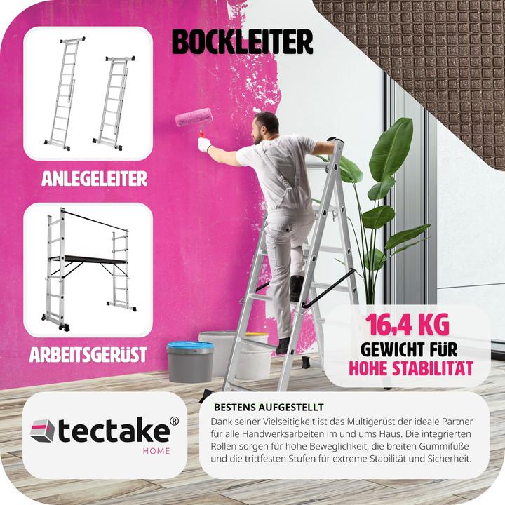 Produktbild tectake Mehrzweckleiter (Plattformleiter, 160 cm)