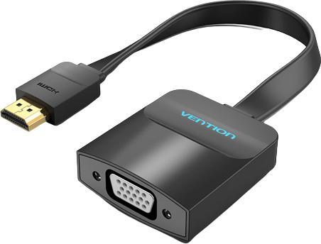 Actual product image Vention Flat HDMI to VGA Converter 0.15M Black (VGA, HDMI, 3 cm)