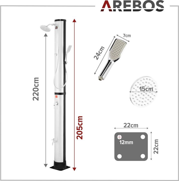 Actual product image Arebos Solar shower