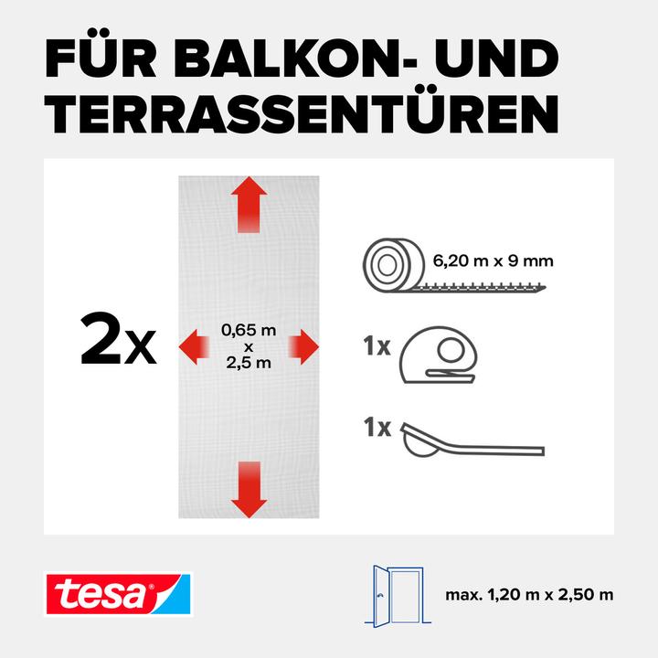 Image du produit tesa Moustiquaire COMFORT pour fenêtres, avec bande Velcro, autocollante, sans perçage (65 x 250 cm)