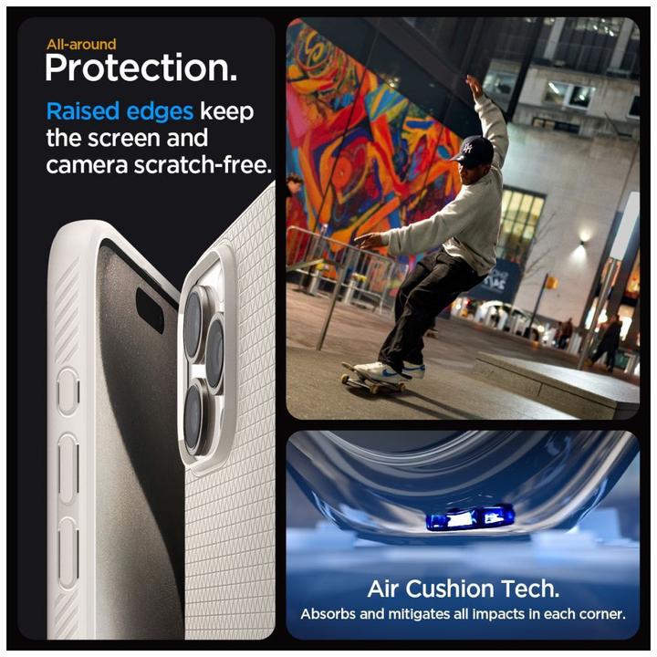 Produktbild Spigen Liquid Air Hülle für iPhone 15 Pro – natürliches Titan (Apple iPhone 15 Pro)
