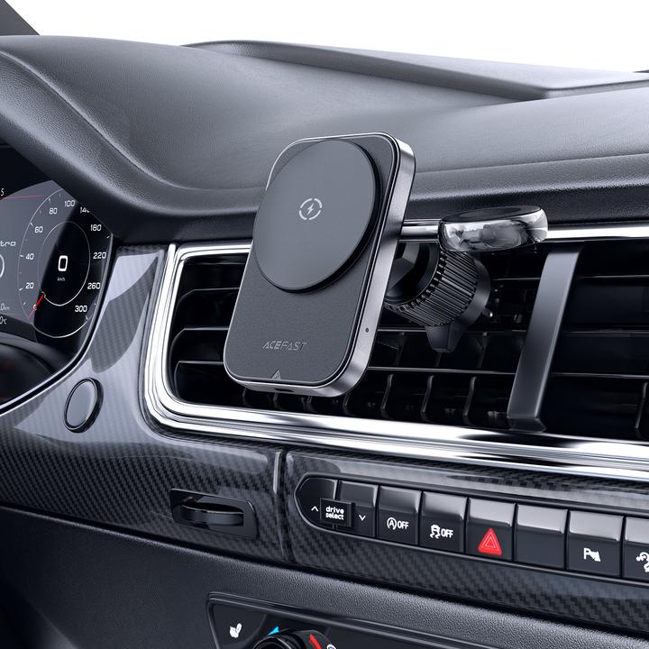Immagine prodotto Acefast Supporto da auto D18 con caricatore induttivo MagSafe/Qi + cavo USB-A USB-C - nero