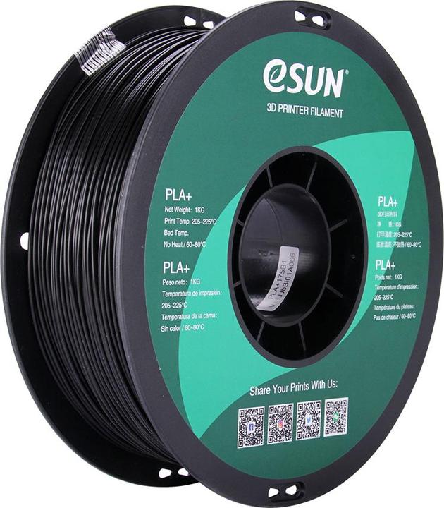 Actual product image eSUN PLA+ 1.75mm Black 1Kg (PLA+, 1.75 mm, 1000 g, Black)