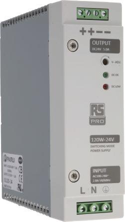 Rs Pro Din Rail Power Supply, 120W, 24V Output