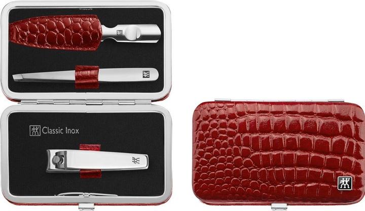 Produktbild No Name Zwilling Classic Inox Travel Kit - Rotes Lederetui 3-teilig - Rot