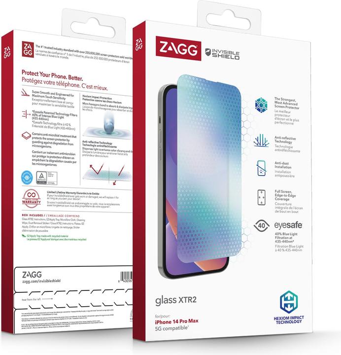 Immagine prodotto Zagg Protezione dello schermo InvisibleShield Glass XTR per iPhone 14 Pro Max (1 Pezzo/i, Apple iPhone 14 Pro Max)