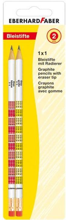 Actual product image EberhardFaber EBERHARD FABER 1x1 pencils B yellow-white, red-white with eraser 2 pcs. (B, 2 x)