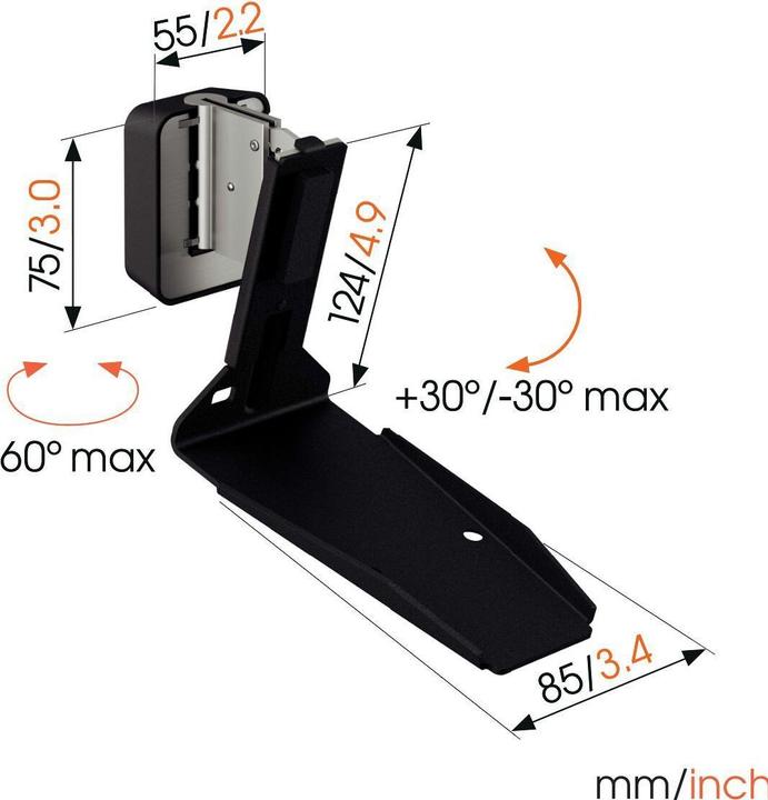 Produktbild Vogels SWM 4131 Sonos speaker muurbeugel voor Era 300 (zwart) (1 Stk., Wandmontage, Drehbar, Neigbar)