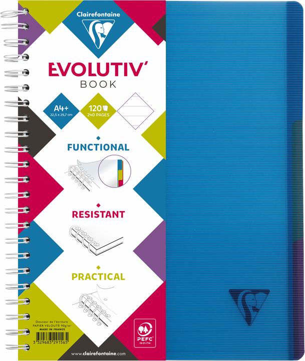 Produktbild Clairefontaine Spiralheft Evolutiv'Book (A4+, Liniert, Harter Einband)