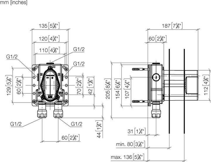 Produktbild Dornbracht Dornb Einbaukörper G 1/2, UP-Thermostat, mit Vorabsperrung