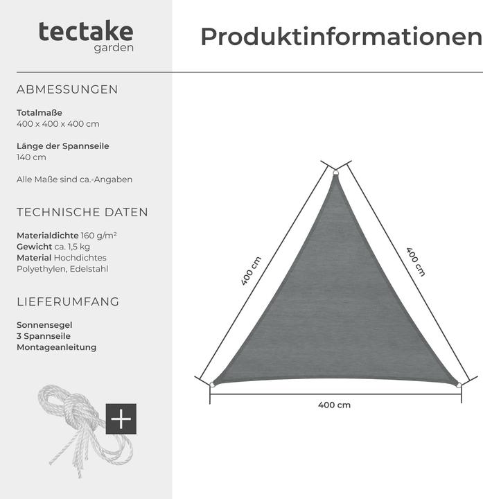 Image du produit tectake Auvent (400 x 400 x 400 cm)