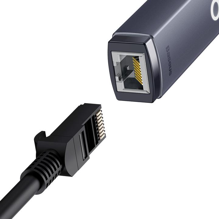 Produktbild Baseus Lite Series USB to RJ45 network adapter, 1000Mbps (gray) (USB 3.0, RJ45 (1x))