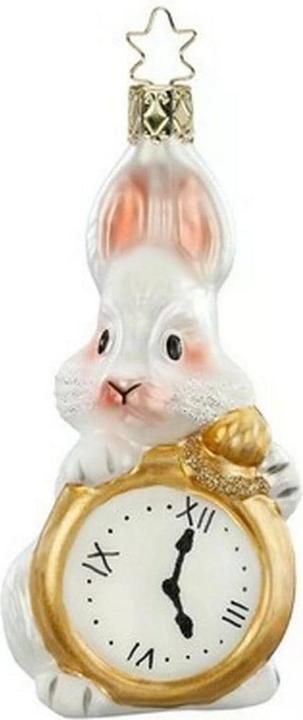 Produktbild Inge Glas Weihnachtsschmuck Hase mit Uhr 11.5 cm, Weiss (1 -teilig)