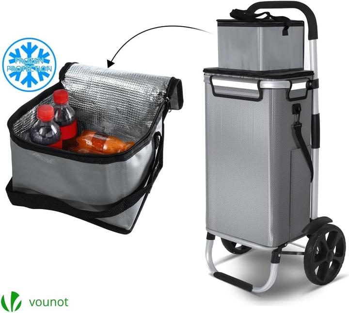 Image du produit Vounot Faltbarer Einkaufstrolley mit Kühlfach und Treppensteiger-Funktion