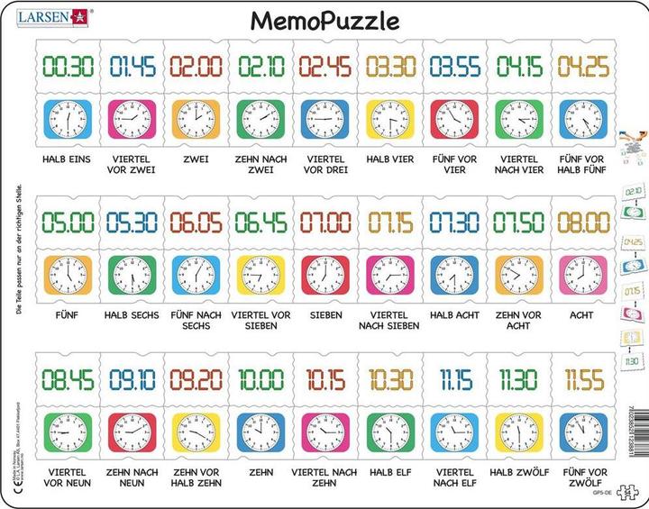 Produktbild Larsen Memo Die Zeit durch Text, traditionelle- und digitale Uhr (54 Teile)