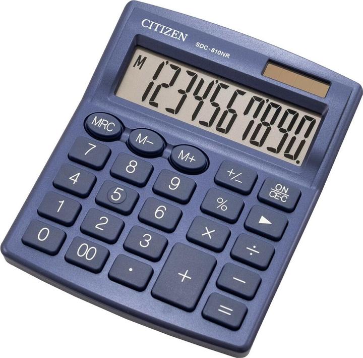 Produktbild Citizen calculator calculator SDC810NRNVE, dark blue, desktop, 10 seats, dual power supply (Solarzellen, Batterien)