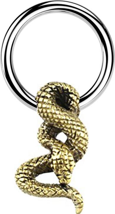 Star Piercing Closure Ring silber Schlange vergoldet (Messing, Chirurgenstahl 316L)