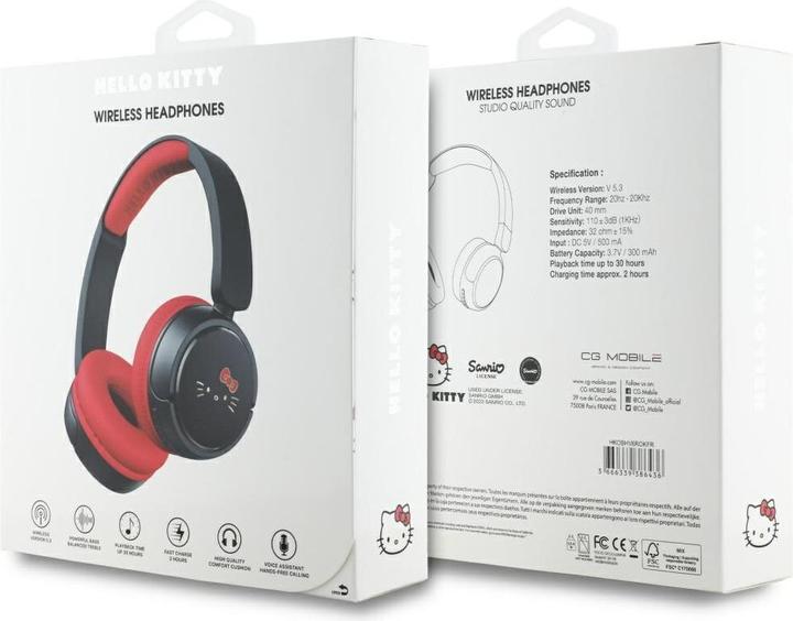 Image du produit Hello Kitty Écouteurs Bluetooth sur oreille Face Logo - Rouge