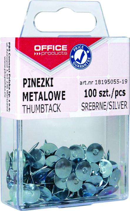 Image du produit Office Products Punaises, en carton, 100 pièces, argentées