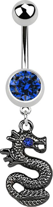 Immagine prodotto Star Piercing Banana in argento con ciondolo drago nero blu scuro (Acciaio chirurgico 316L, senza ottone)