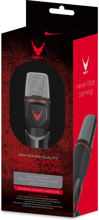 Produktbild Varr Gaming Microphone with Tripod Stand, jack connetion, Black, Cable
