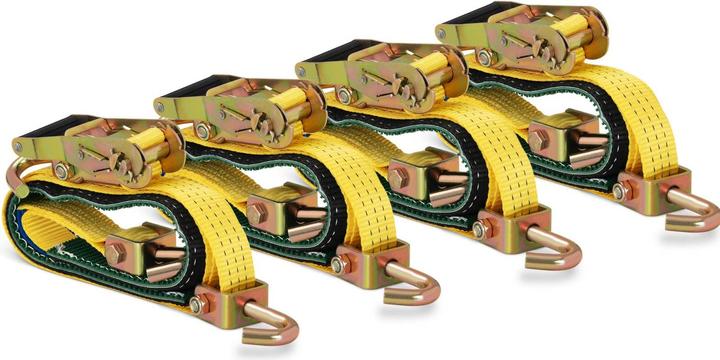 Produktbild MSW 4 Spanngurte Ratsche Autotransport Zurrgurt PKW Ratschengurt mit Haken 38,1 mm