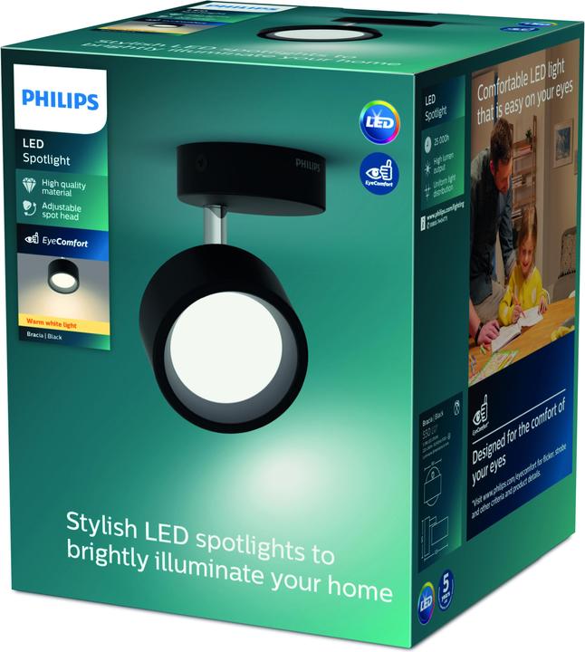 Image du produit Philips Bracia Spot 1x5.5W 2700K noir (550 lm)