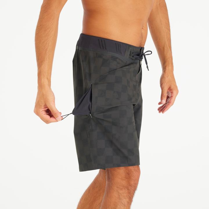 Produktbild Olaian Boardshorts Herren lang Morpho Checky 20" schwarz (42)