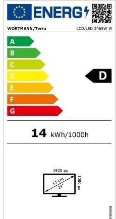 Energy Label Wortmann TERRA LCD/LED 2465W PV white USB-C/DP/HDMI GREENLI (1920 x 1080 pixels, 23.80")