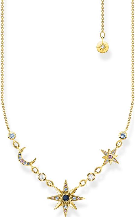 Productafbeelding Thomas Sabo Ketting Royalty Ster & Maan Goud (925 zilver, Met steen(ten), Gouden, 40 - 45 cm)