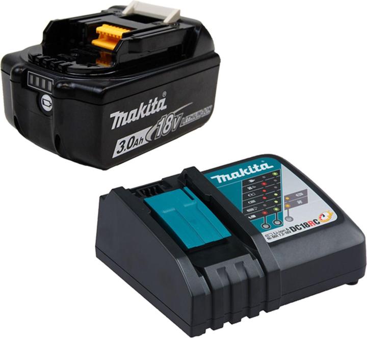 Makita BL1830B Akku 3,0 Ah 18V Li-Ion mit Ladestandsanzeige & DC18RC Schnellladegerät - DC18RC-BL183 (18 V)