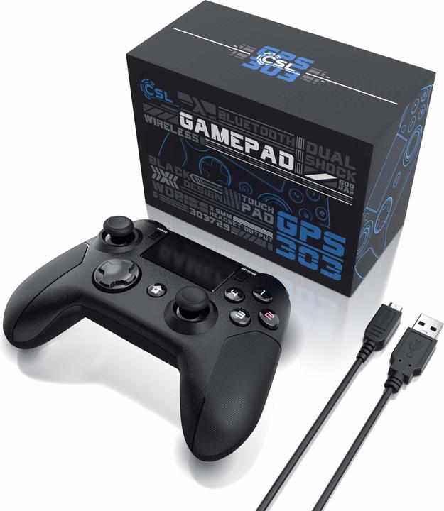Image du produit CSL Contrôleur PlayStation 4, manette de jeu Bluetooth pour PS4, double vibration, pavé tactile, 3,5 (PS4, PC)