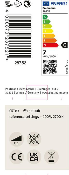 Energie-Label Paulmann Reflektor (GU10, 7 W, 460 lm, 1 x, G)