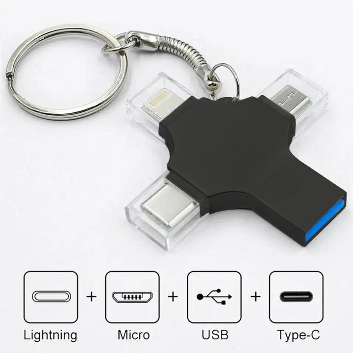 Image du produit Hermex Clé USB 4 en 1 Clé Lightning Clé de données Lecteur flash USB Drive (64 Go, USB-C)