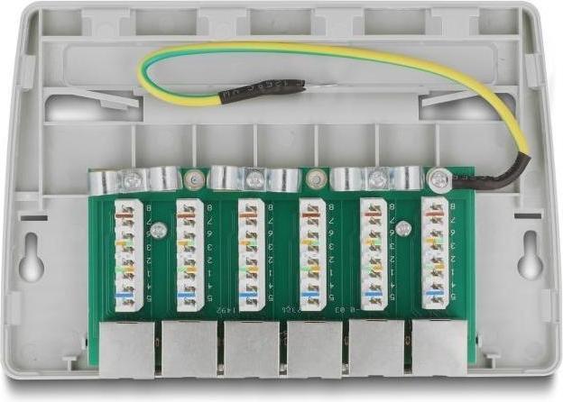 Actual product image Delock Mini Desktop Patchpanel 6 Port Cat.6A grey