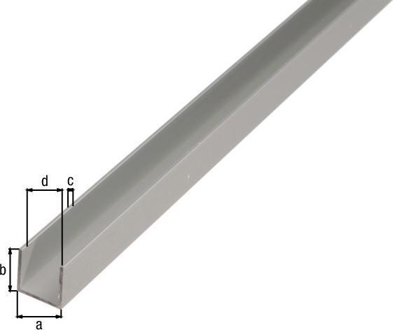 Productafbeelding Magni Alberts 473846 U-profiel aluminium, zilver geanodiseerd 1000 x 15 x 10 mm