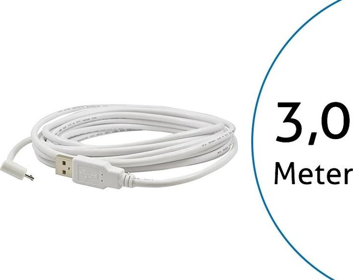 Produktbild TecLines TUC003W USB Kabel 3m von Micro-B-Stecker 90 Grad gewinkelt auf Typ A Stecker, weiss (3 m)